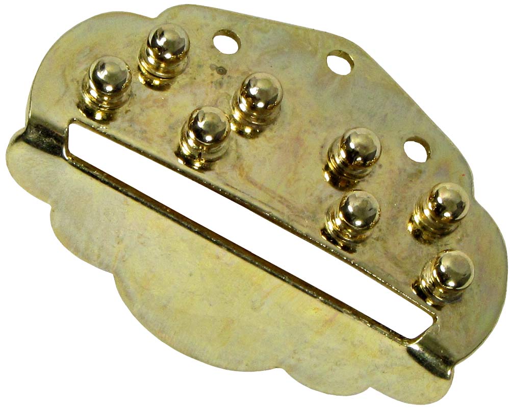 Viking VS-311B Mandolin Tailpiece, Brass Small simple design, brass coated. Same as used on Ashbury AM-130 Mandolins