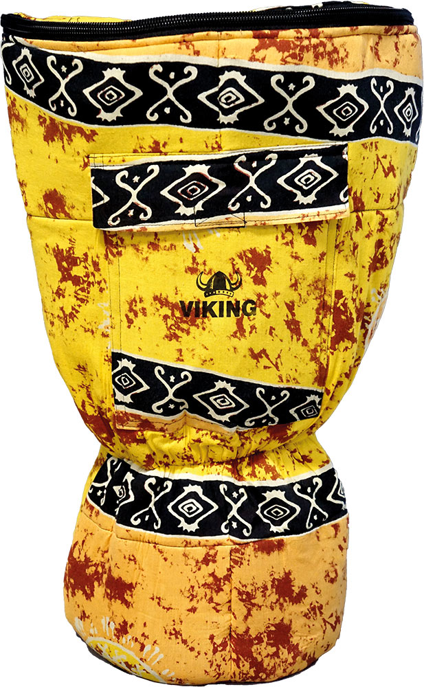 Viking VDB-12 Djembe Bag for 12inch. Yellow Handmade bag with a warm yellow/brown colored pattern. 60cm high