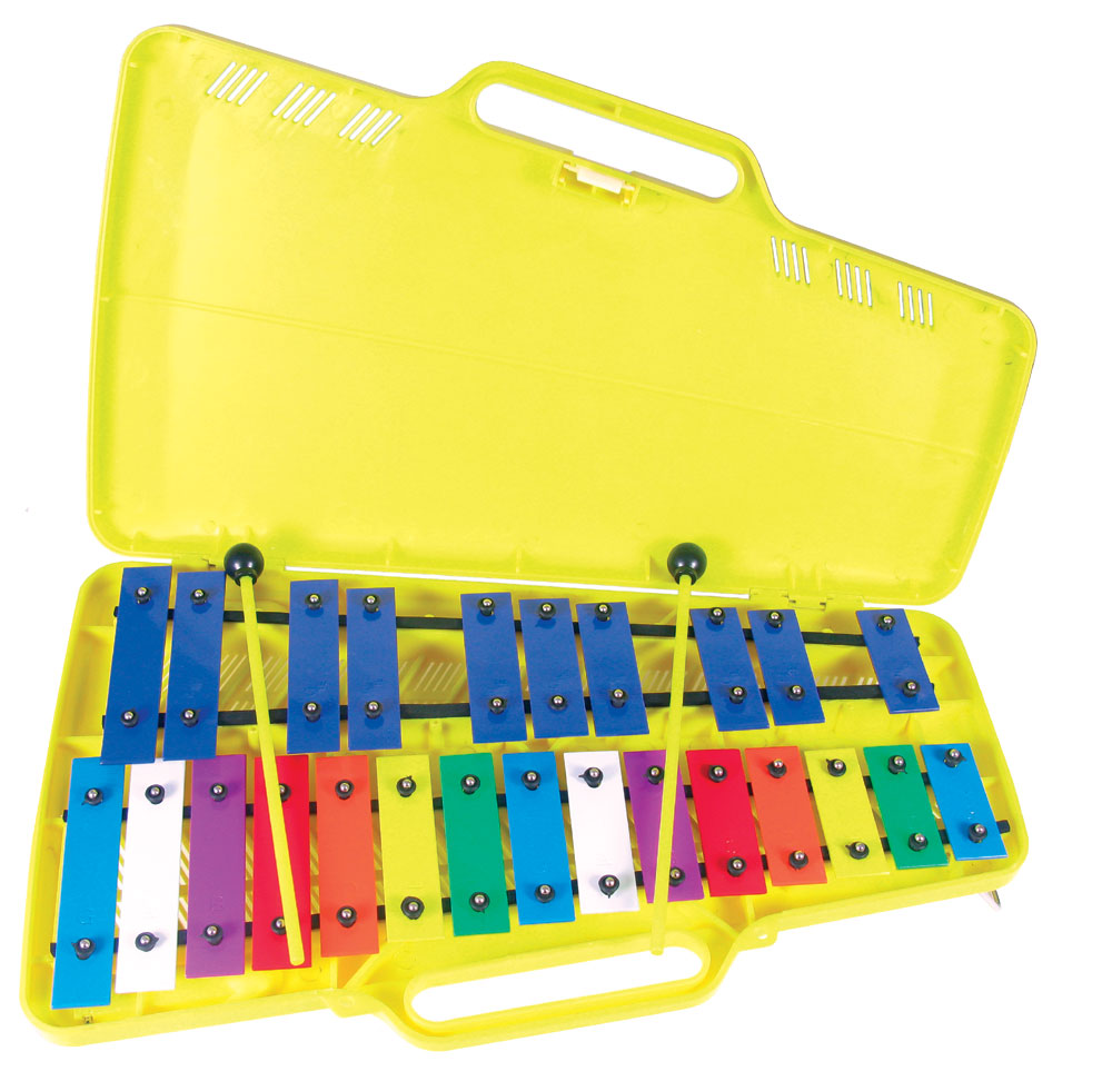 Atlas 2 Octave Glockenspiel G to G, 27 multi colored metal bars, fully chromatic, with beaters and case