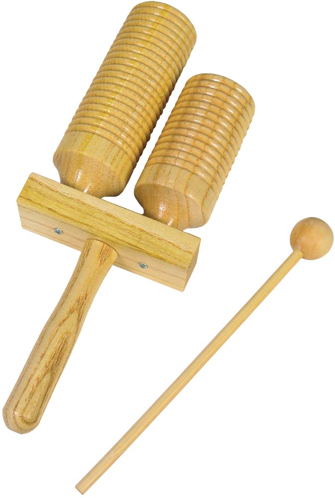 Atlas Wooden Agogo Block, 2 Tone With stick. Scrape and tap for a variety of percussive sounds
