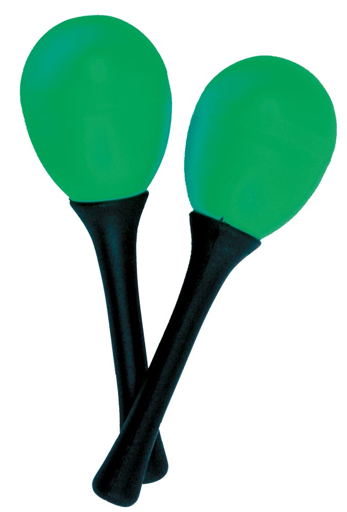 Atlas Pair of Egg Maracas, Green Pair of shaky egg style maracas with short handles