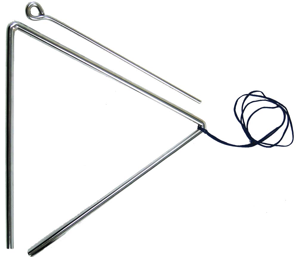 Atlas Metal Triangle, 8inch with beater Metal triangle on a string with plastic handled beater