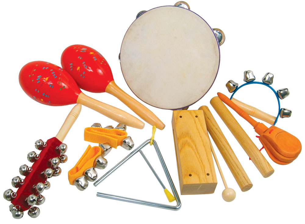 Atlas Large Percussion Pack 10 pieces, as GR19092 + wood block, castanets, larger tamb, triangle and maracas