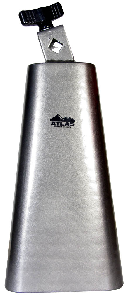 Atlas AP-L718 8inch Metal Cowbell, Mountable Mountable metal cowbell with grey hammered matte finish