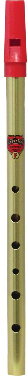 Generation Brass F Whistle Tin whistle with a red plastic mouthpiece