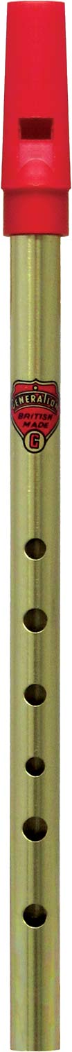 Generation Brass G Whistle Tin whistle with a red plastic mouthpiece