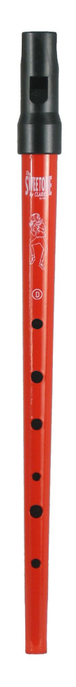 Clarke Sweetone High D Whistle, Red Traditional tapering tin tube with moulded black plastic mouthpiece