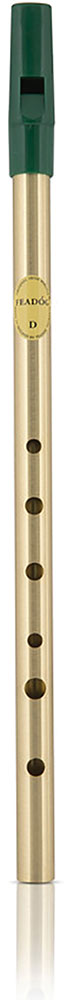 Feadog Brass High D Whistle Pack Comes with fingering chart and international instruction sheet