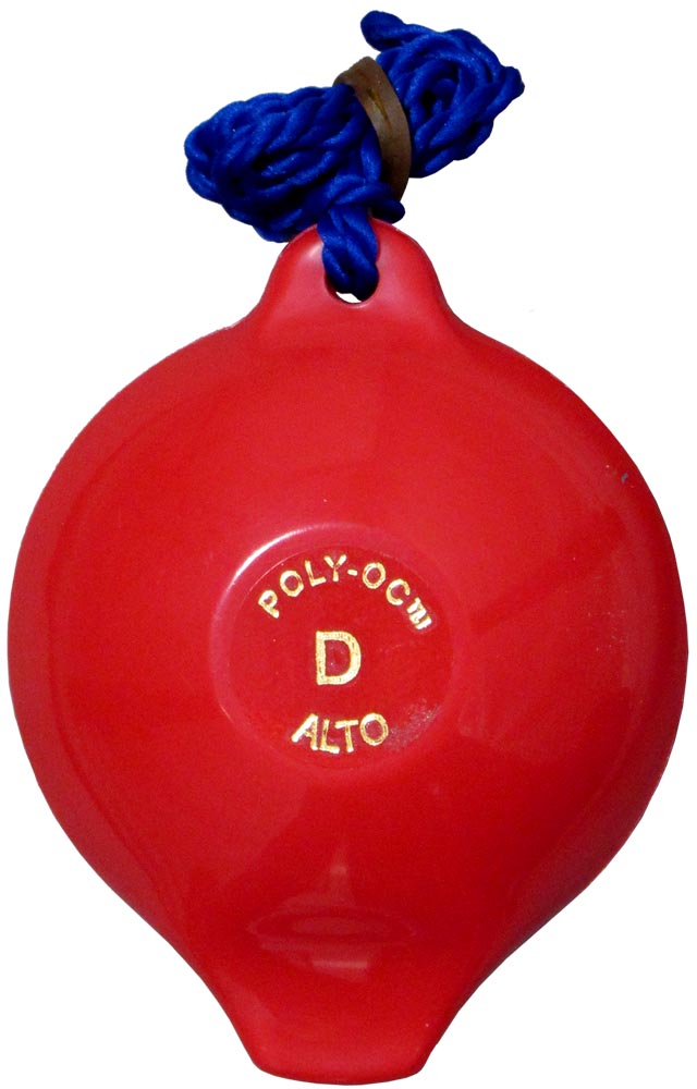 Polyoc 4 Hole Ocarina, Red Made from ABS plastic. The 4 hole model plays an octave from Low D to High D