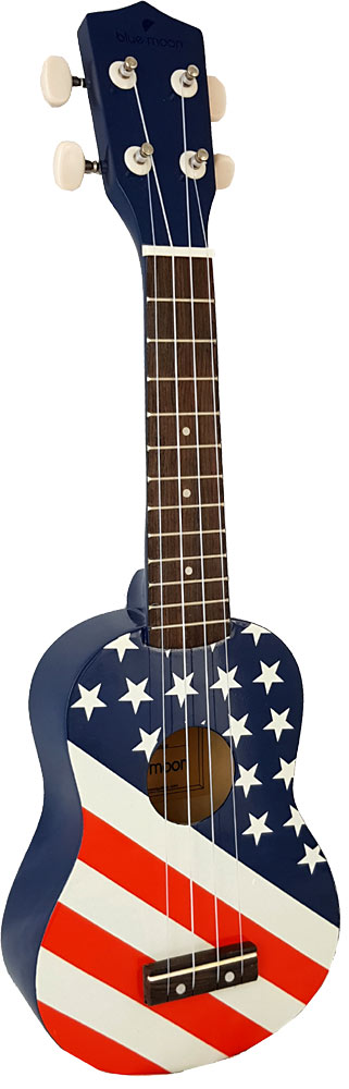 Blue Moon BU-06 USA Flag Design Soprano Uke Good quality, very playable Uke. Lindenwood fingerboard and bridge. Nickel frets