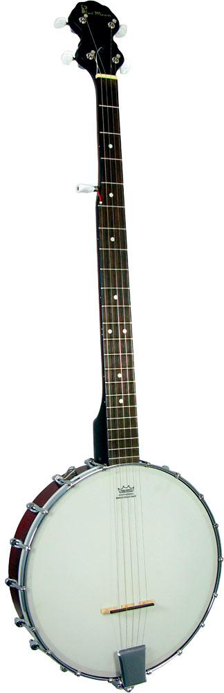 Blue Moon BJ-10 5 String Banjo, Openback Beveled mahogany pot. Bound mahogany neck with rosewood fingerboard. 22 Frets