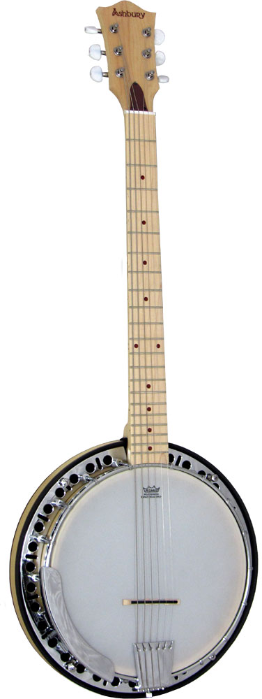 Ashbury AB-65-G Guitar Banjo, Maple Resonator Rolled brass tone ring. Maple bound maple neck. Maple fingerboard.22 Frets