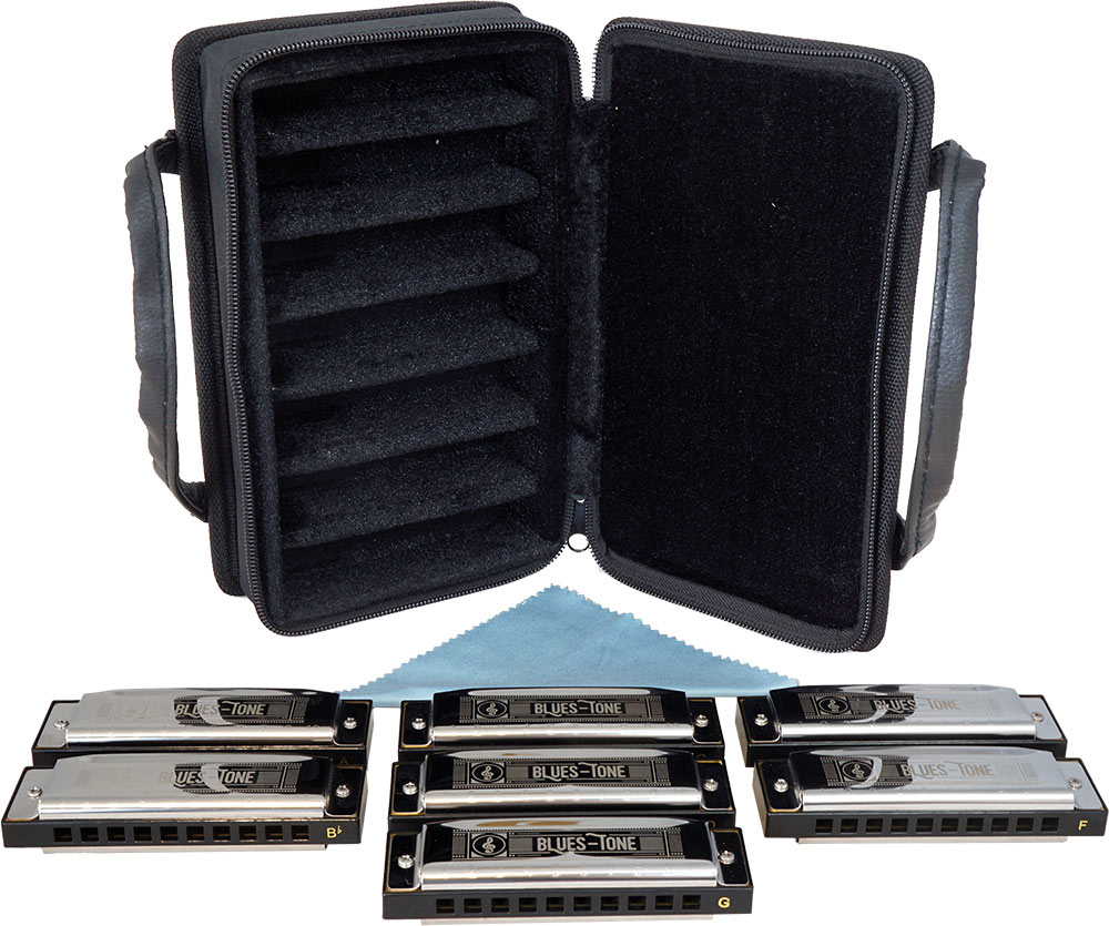 Bluestone Player Set Harmonica Set of 7 A set containing A, Bb, C, D, E, F, G .Brass reedplate with black ABS Comb