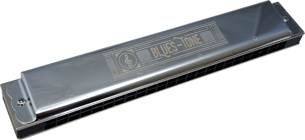 Bluestone Tremolo Harmonica, D Major 48 hole. Brass reedplate with black ABS comb