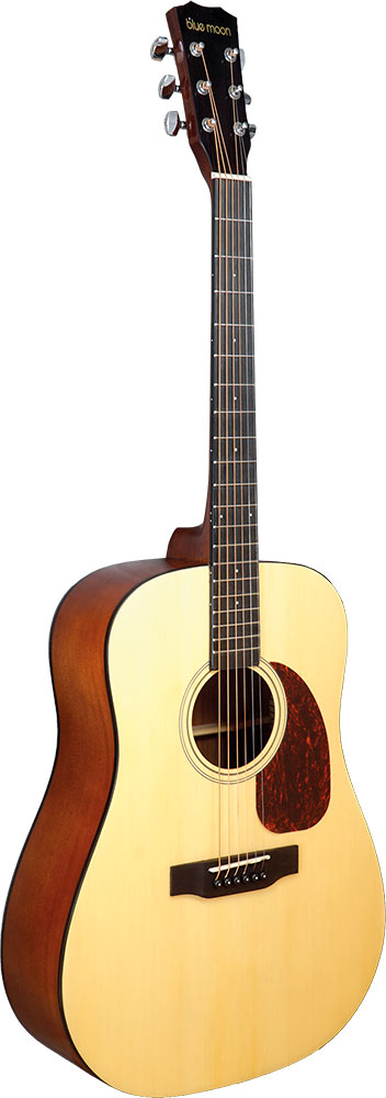 Blue Moon BG-28N Dreadnought Guitar, Natural Spruce top with sapele back and sides. High gloss finish
