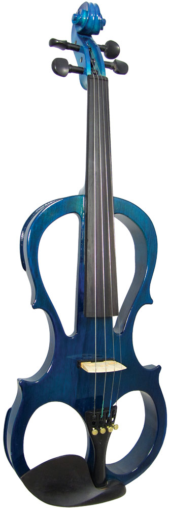 Valentino VE-008 Electric Frame Violin, Blue Full size. Frame style quiet electric violin complete with headphones