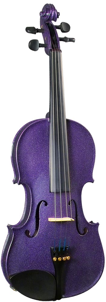 Cremona SV-75PP 3/4 Size Novice Violin. Purple Outfit. Sparkling Purple. Handcarved solid spruce top and maple body. Prelude