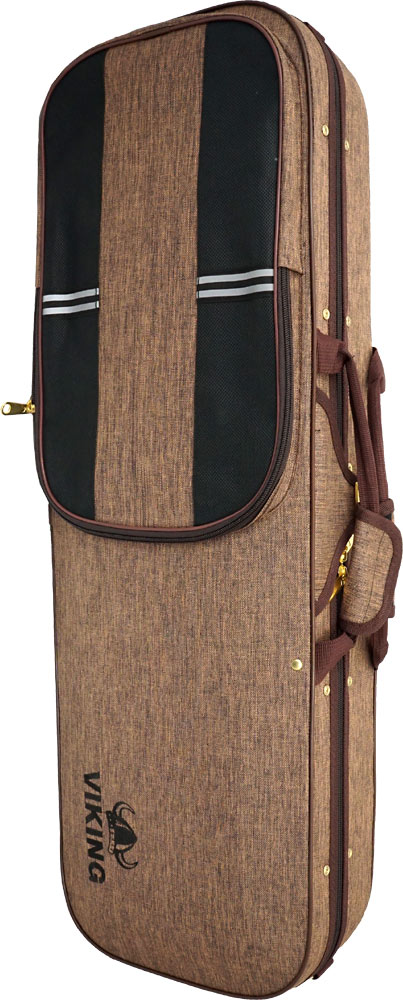Viking VVC-036 Oblong Violin Foam Case, Brown Cream/brown interior.1 large internal compartment and 1 small compartment