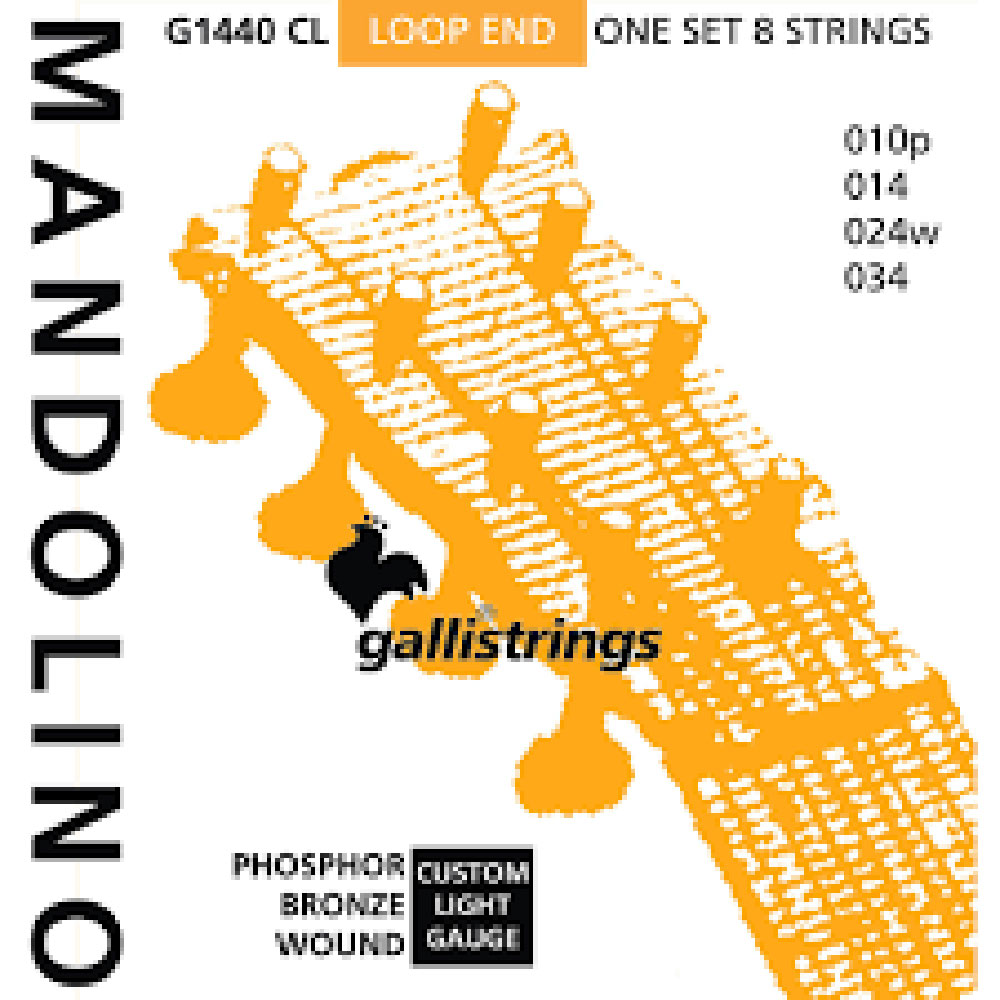 Galli G1440CL Mandolin Strings, Ph/Bz. Light Phosphor Bronze wound, loop ended