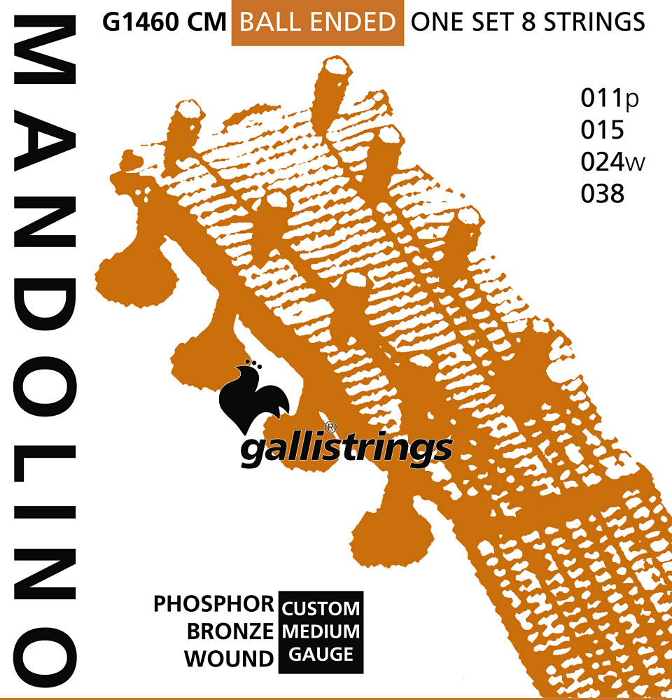 Galli G1460CBM Mandolin Strings. Ball Ended Medium gauge. Phosphor Bronze wound, ball ended