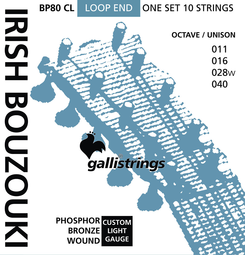 Galli BP80CL Irish Bouzouki, Light Gauge Phosphor bronze wound, Octave/unison loop ended