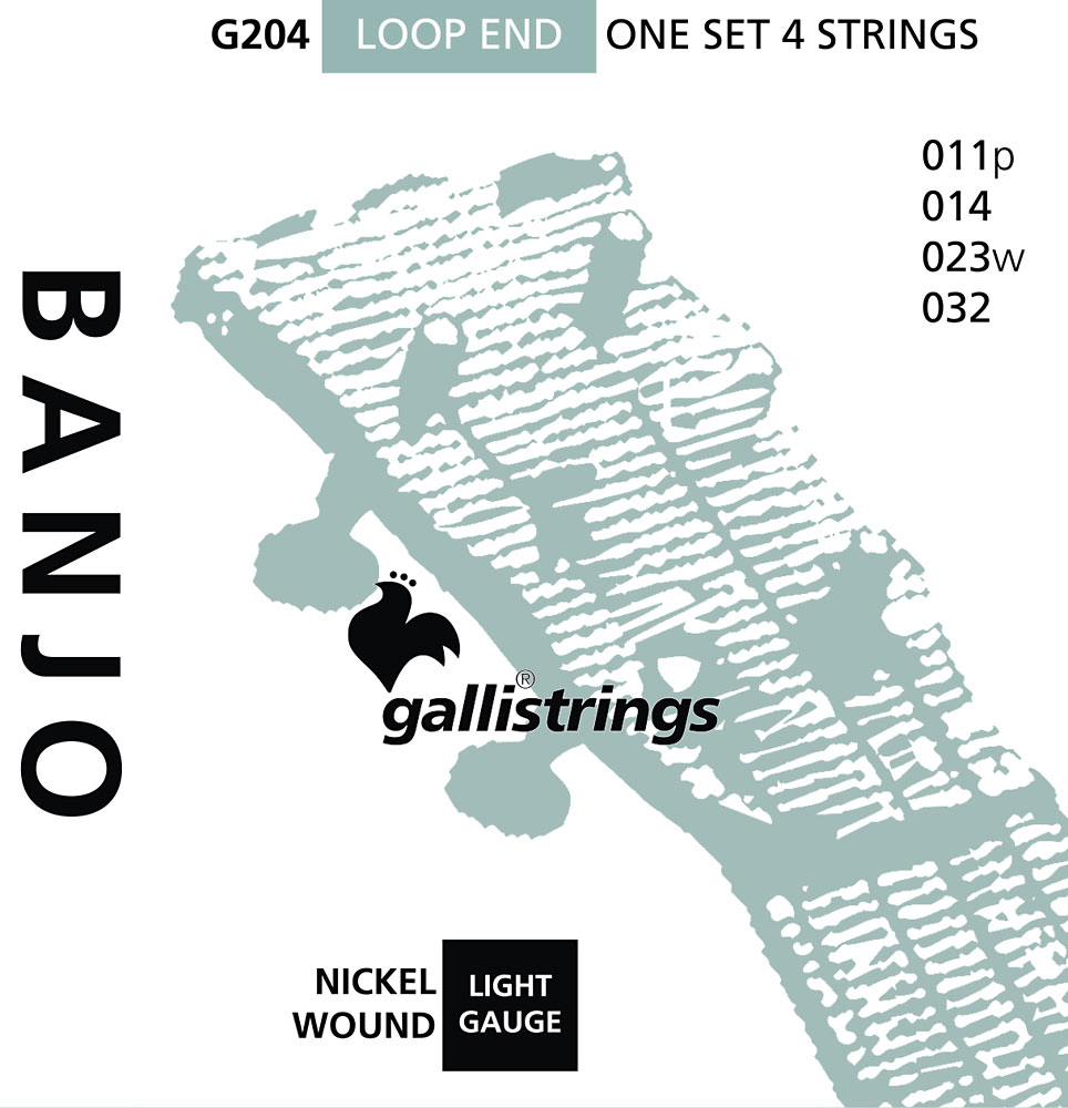 Galli G204 Jazz Tenor Banjo C-G-D-A tuning. Nicke plated steel. String gauges: .011 .014 .023 .032