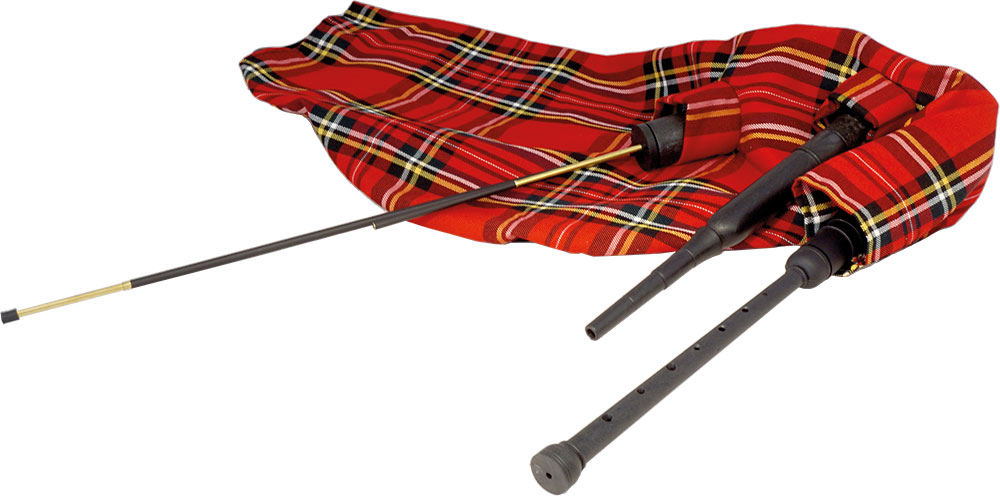 Bagpipes Practice Pipes, Scottish made Complete set of bagpipes, with thin brass and plastic drones and blowpipe