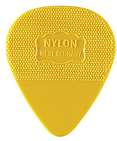 Herdim Yellow Nylon Pick.60mm. Single A single thin gauge quality nylon guitar pick. Stamped with Germany