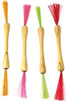 Glenluce Double Bodhran Brush Beater Light colored hardwood beater, assorted colored brushes