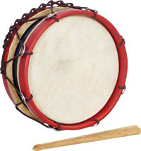 Atlas 8inch Tabor Drum, Handheld Hoop Rope Tensioned. 4 1/2inch deep. Colored Red and Blue