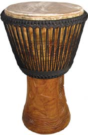 Bucara BD-2513P Professional 13inch Djembe Double weaved gives brilliant tuning and a great dynamic range. Black rope
