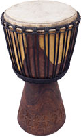 Bucara 11inch Master Djembe Half stem carved from native solid woods such as, Djalla, Guenou, & Lenke