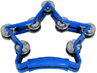 Atlas Star Tambourine, Blue Sturdy Tambourine with a chunky plastic handle. Blue with white center stripe