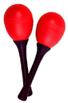 Atlas Pair of Egg Maracas, Red Pair of shaky egg style maracas with short handles