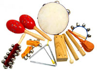 Atlas Large Percussion Pack 10 pieces, as GR19092 + wood block, castanets, larger tamb, triangle and maracas
