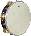 Atlas 10inch Maple Tambourine, Double Brown stained maple wood shell with sheep skin head