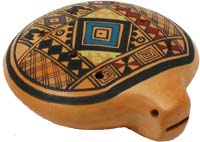 Atlas Inca Ocarina from Peru 8 hole pottery ocarina with a colorful design