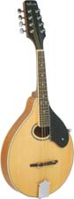 Ashbury AM-50-N A Style Mandolin, Natural Solid spruce top, maple body with oval soundhole. Natural finish