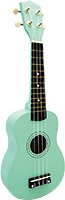 Blue Moon BU-02G Colored Soprano Uke, Green Good quality, very playable Uke. Lindenwood fingerboard and bridge. Nickel frets