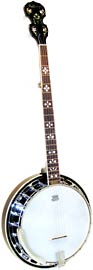 Ashbury AB-45-5 5 Str Banjo, Mahogany Resonator Rolled brass tone ring. White ABS bound mahogany neck. Rosewood f/board.22 Frets