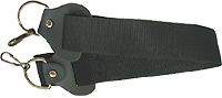 Manifatture BS-10 Webbing Banjo Strap Adjustable, with metal clips and quality leather ends. Black webbing