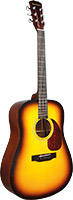 Blue Moon BG-28T Dreadnought Guitar, 3TSB Spruce top with sapele back and sides. High gloss 3 tone sunburst finish