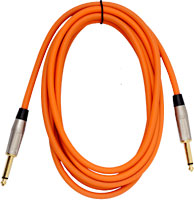 Viking VGL-2023-OR 3m Orange Guitar Lead. SS 3 metre guitar cable with two straight gold plated plugs