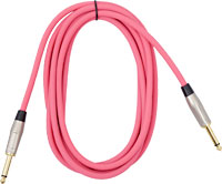 Viking VGL-2023-PK 3m Pink Guitar Lead. SS 3 metre guitar cable with two straight gold plated plugs