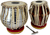 Atlas Set of Tabla Drums Chrome plated brass Dagga with cushions and hammer