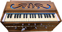 Atlas AT-HM-2 3 Octave Harmonium Range is C to D. 4 drones and 2 voices. Brass reeded