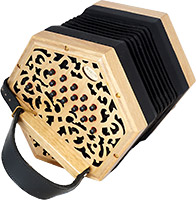 Sherwood Marion C/G Anglo Concertina. 30 Key Black plastic buttons. Solid Catalpa wood ends. Czech reeds mounted on reed pan