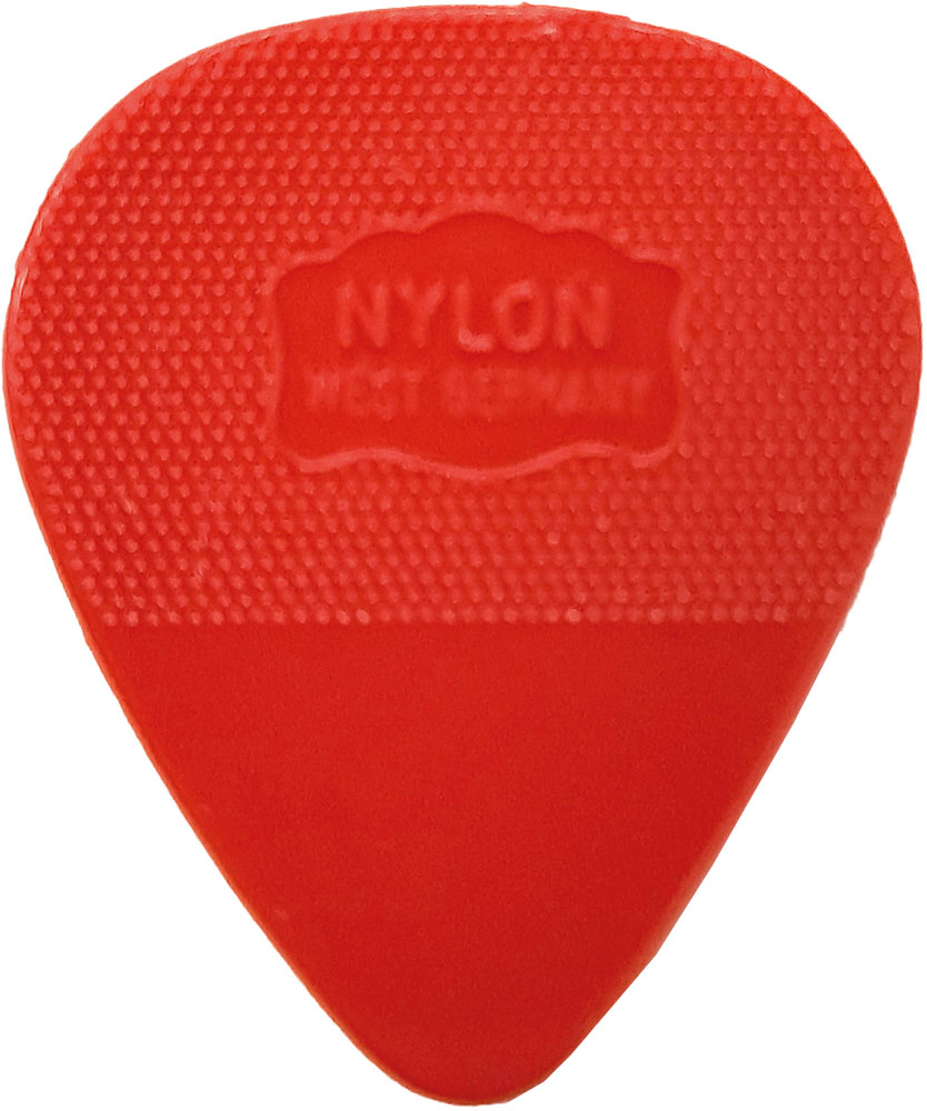 Herdim Red Nylon Pick. 88mm. Single A single medium gauge quality nylon guitar pick. Stamped with Germany