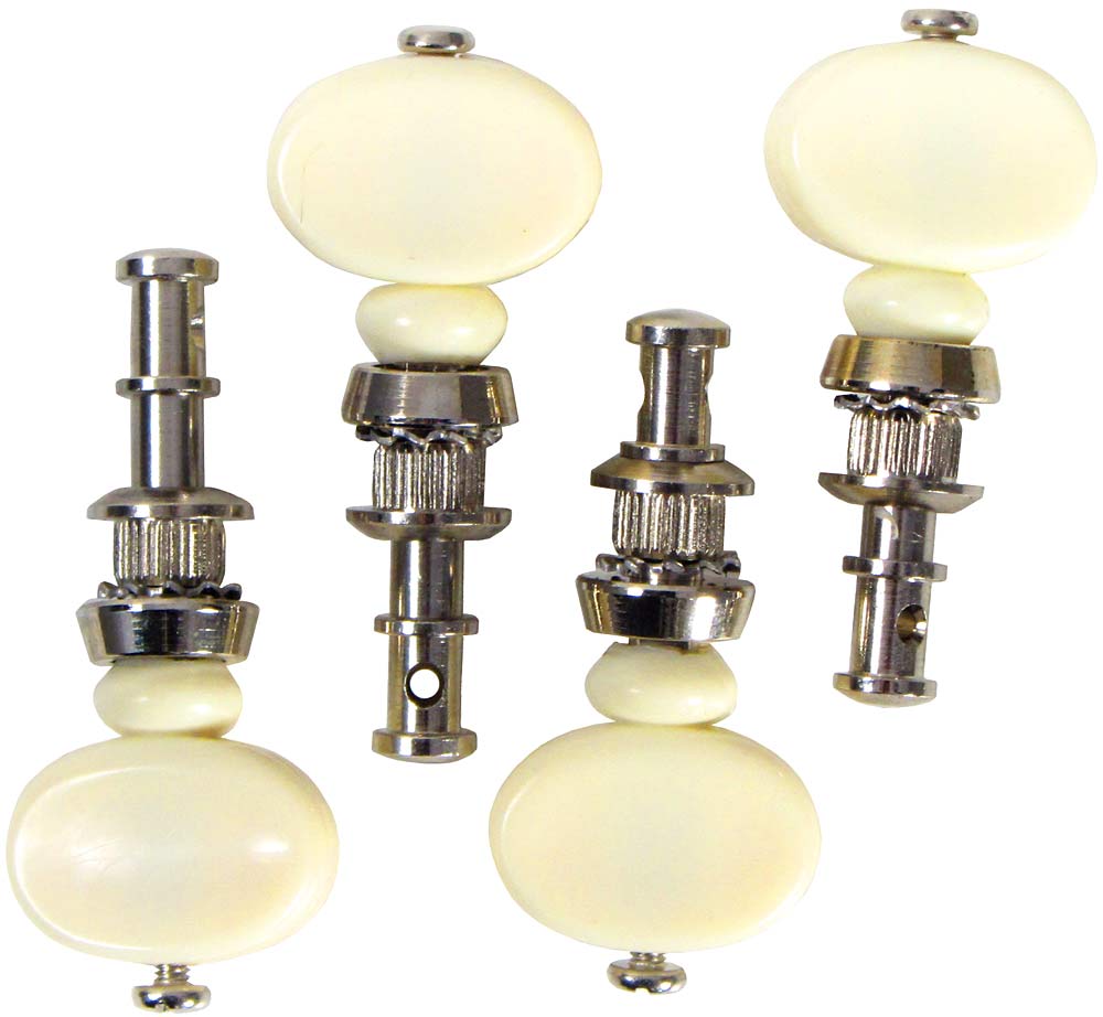 Viking VS-JU-99 Ukulele Peg, non slip set of 4 Nickel plated Uke tuning pegs with a white plastic button