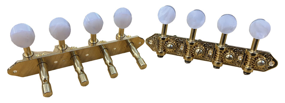 Ashbury AS-2038 Slotted Mandolin Machine Heads High quality mandolin machine heads.Gold color finish, pearloid buttons